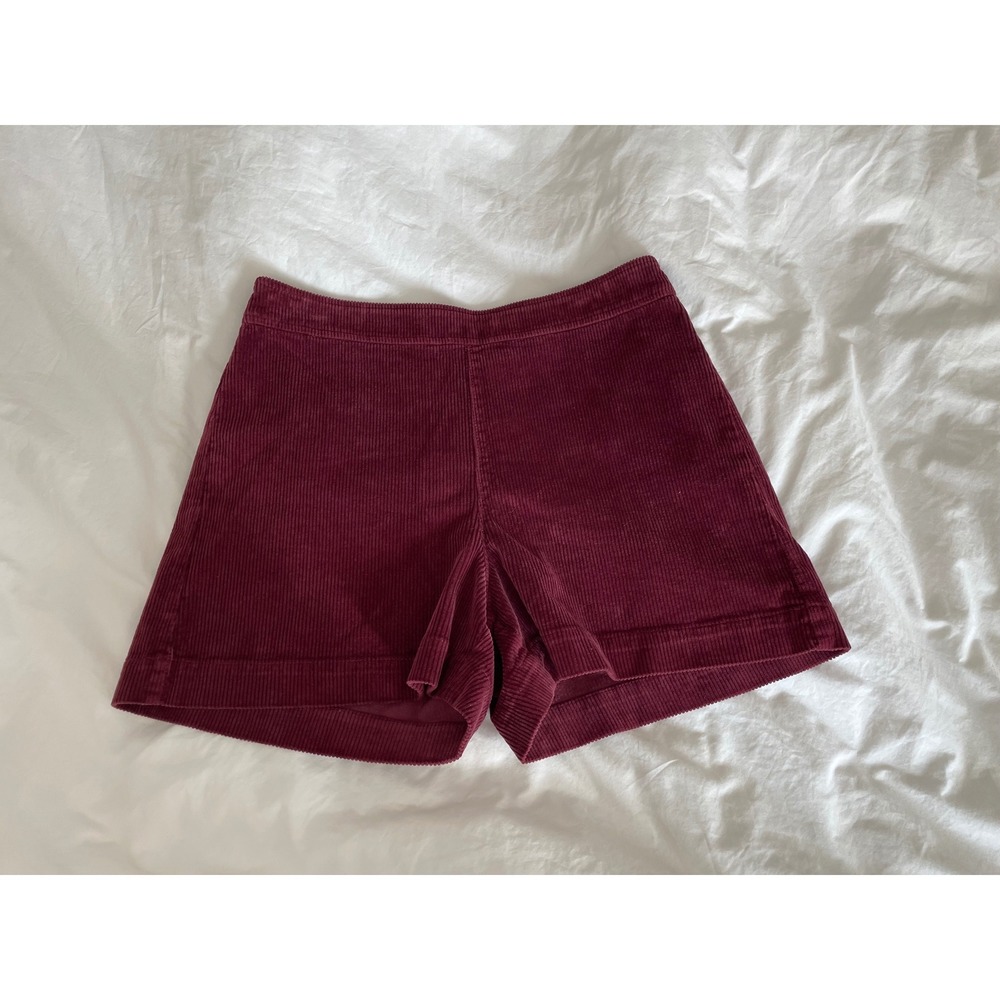 Madewell Corduroy Shorts High Waisted Back Zip Whimsigoth Burgundy Retro Size 25